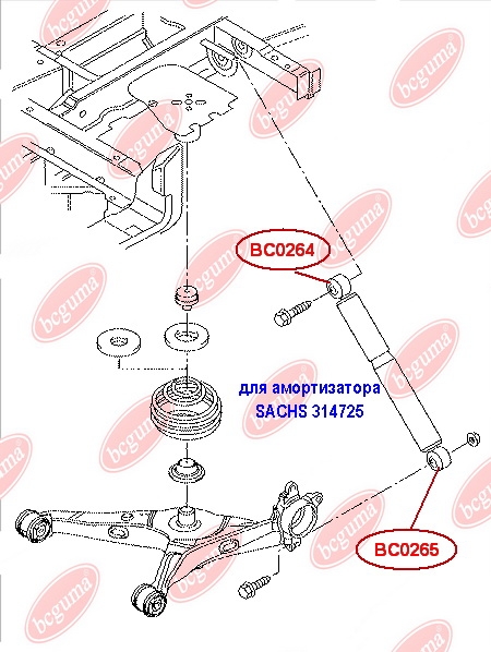 Tulejka amortyzatora tylnego, górna (do amortyzatora SACHS 314725)